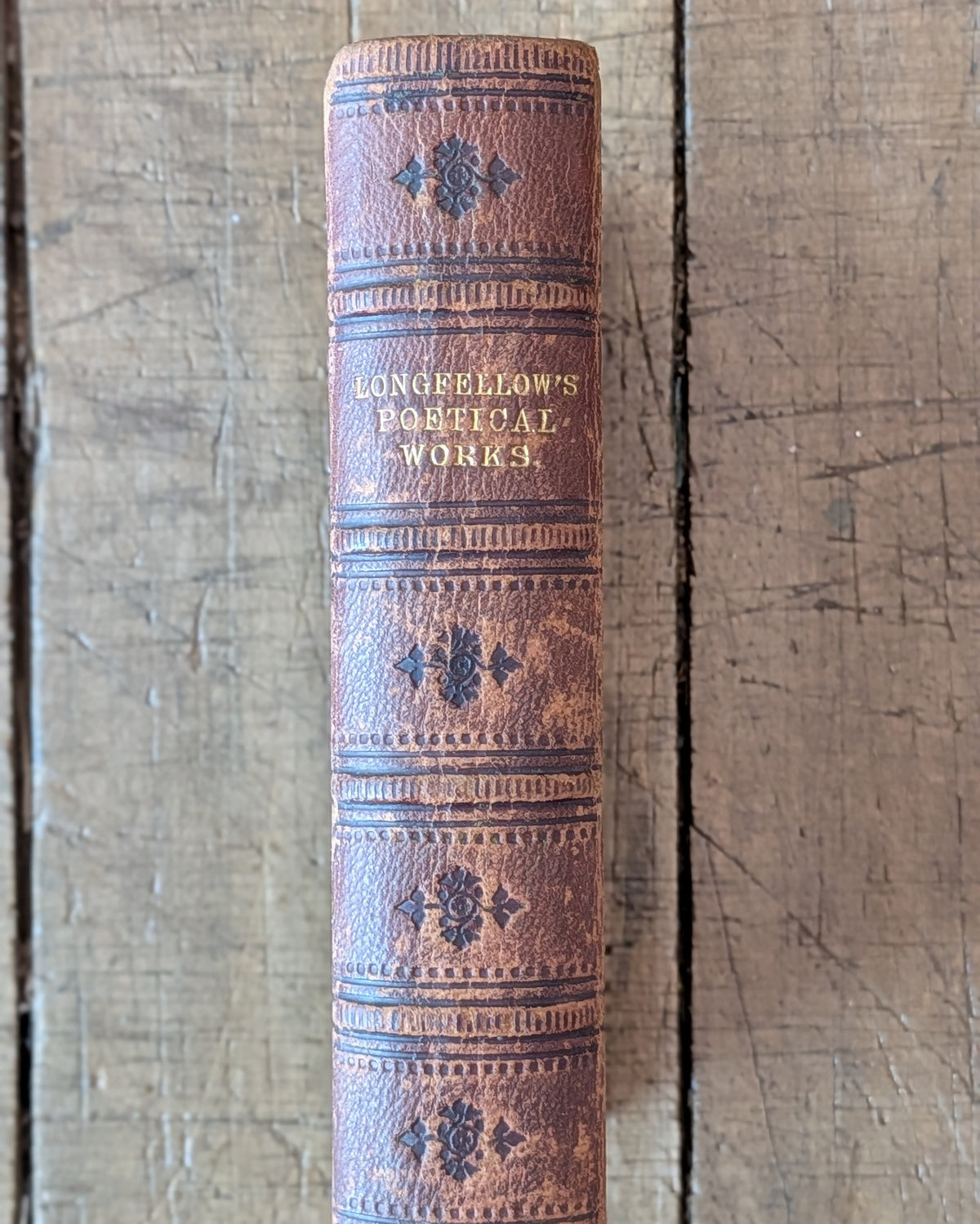 Tooled Leather-Bound "Longfellow's Poetical Works" with Gauffered Gold Edges, c1859-1864