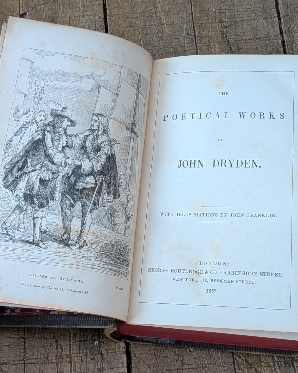 Tooled Leather-Bound Poetical Works of John Dryden , printed 1857