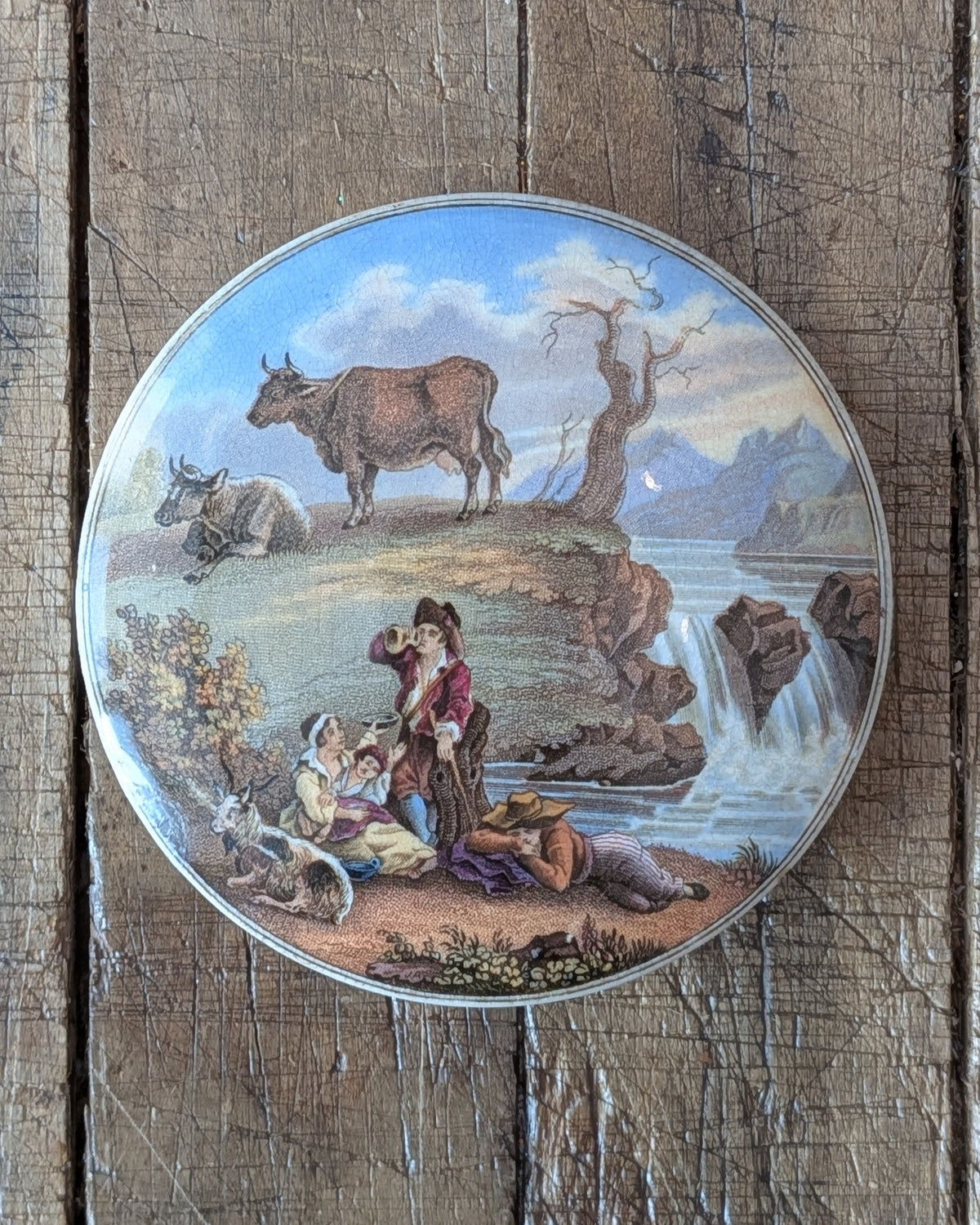 Pratt Ware Lid Only Featuring Artwork "The Waterfall"