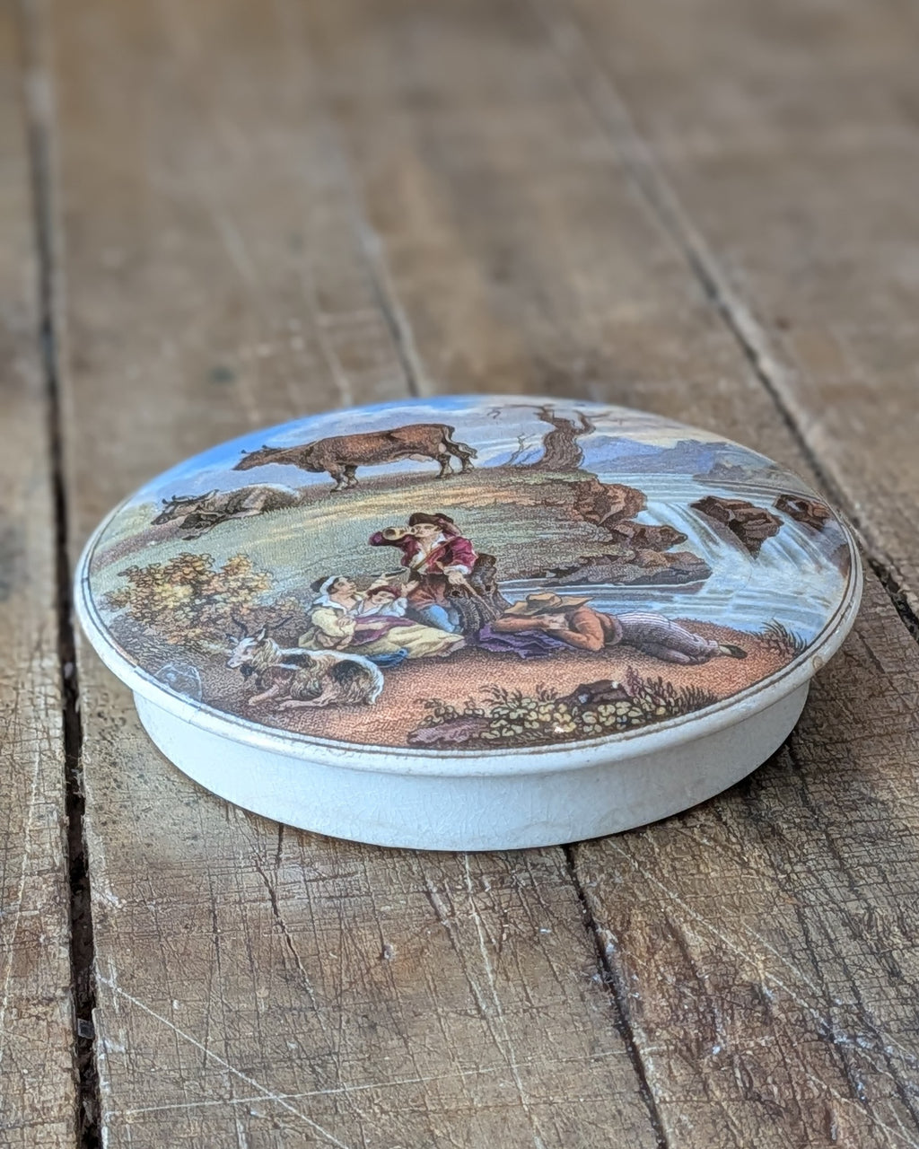 Pratt Ware Lid Only Featuring Artwork "The Waterfall"