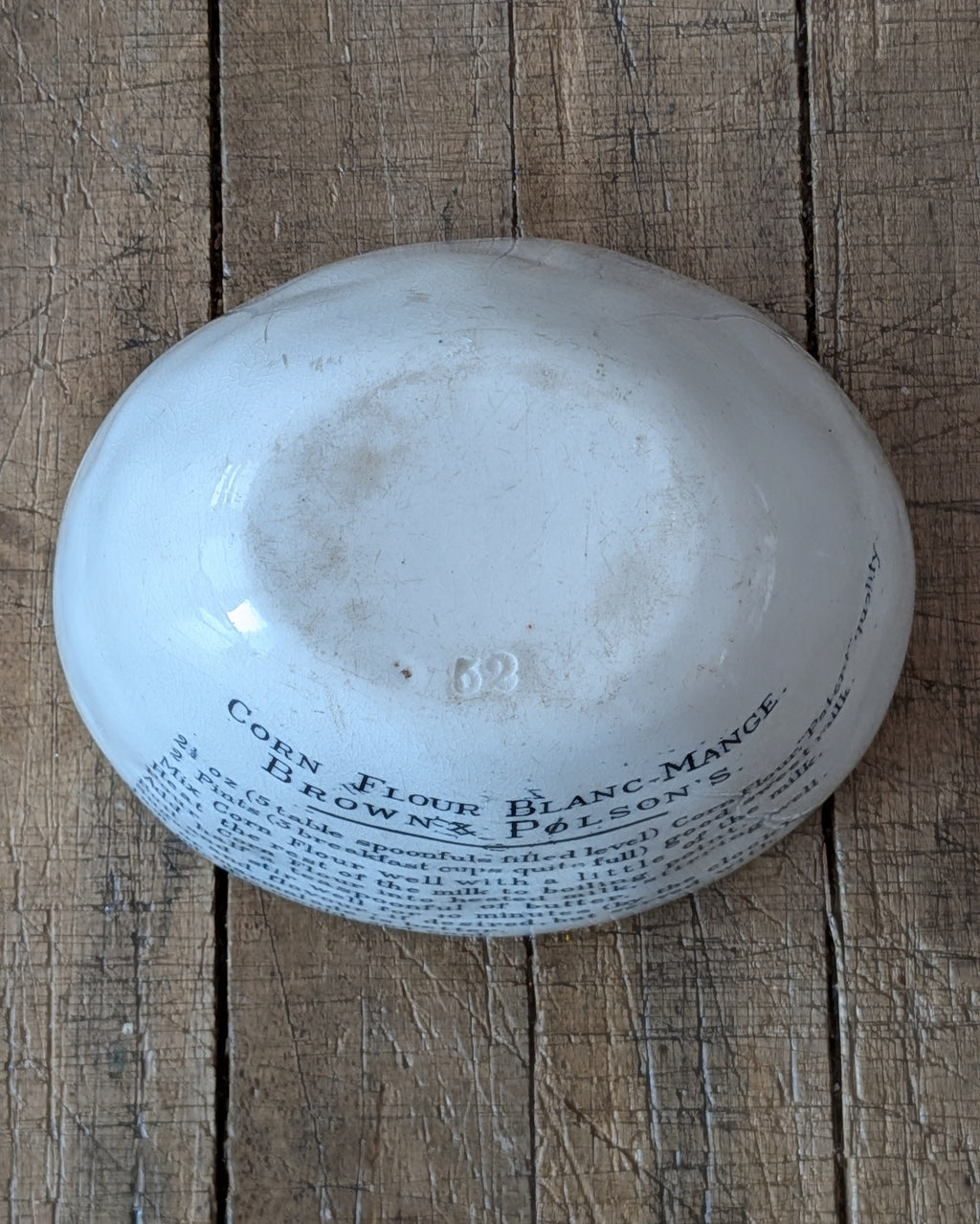 Brown & Polson's Corn Flour Blanc-Mange Ironstone Pudding Mold