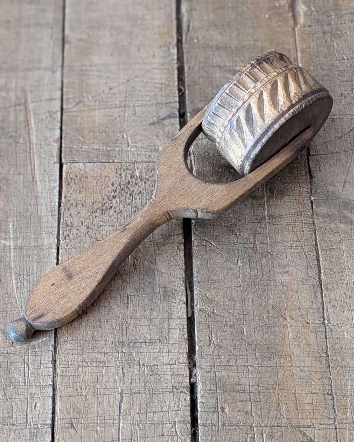 Hand-Carved Antique Wooden Treen Butter or Pastry/Cookie Roller