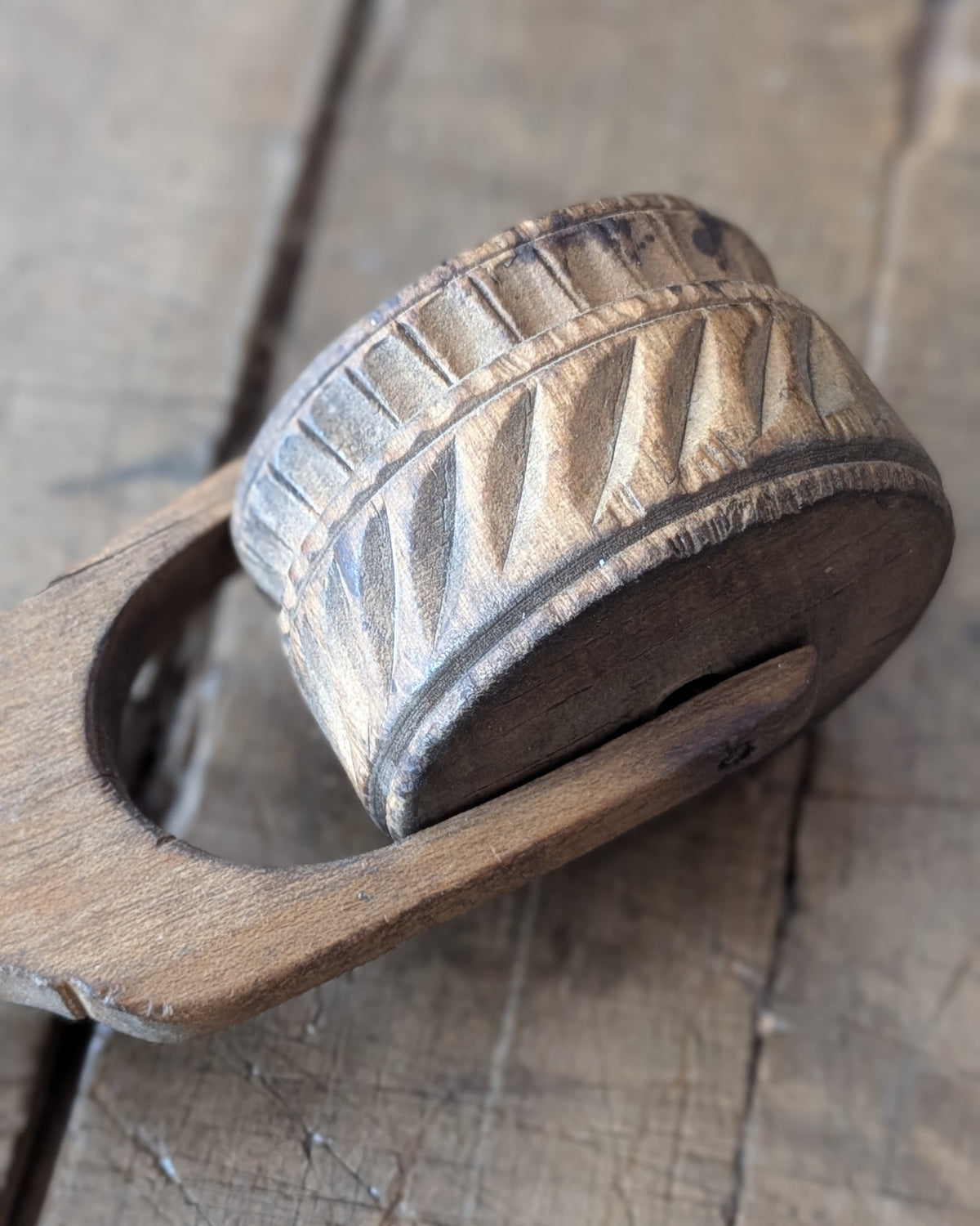 Hand-Carved Antique Wooden Treen Butter or Pastry/Cookie Roller