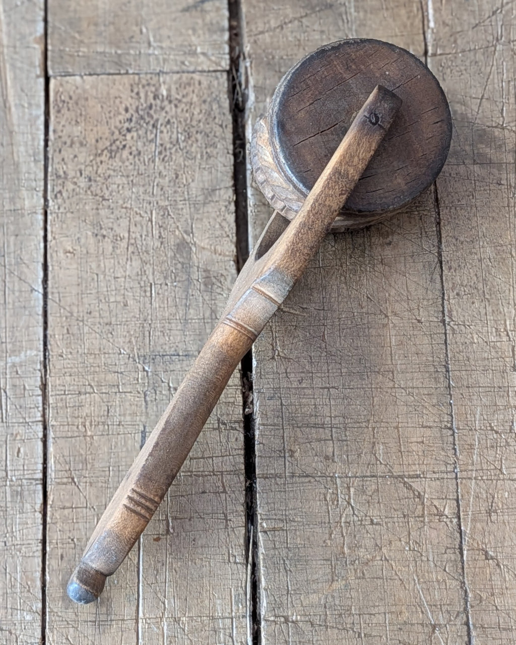 Hand-Carved Antique Wooden Treen Butter or Pastry/Cookie Roller