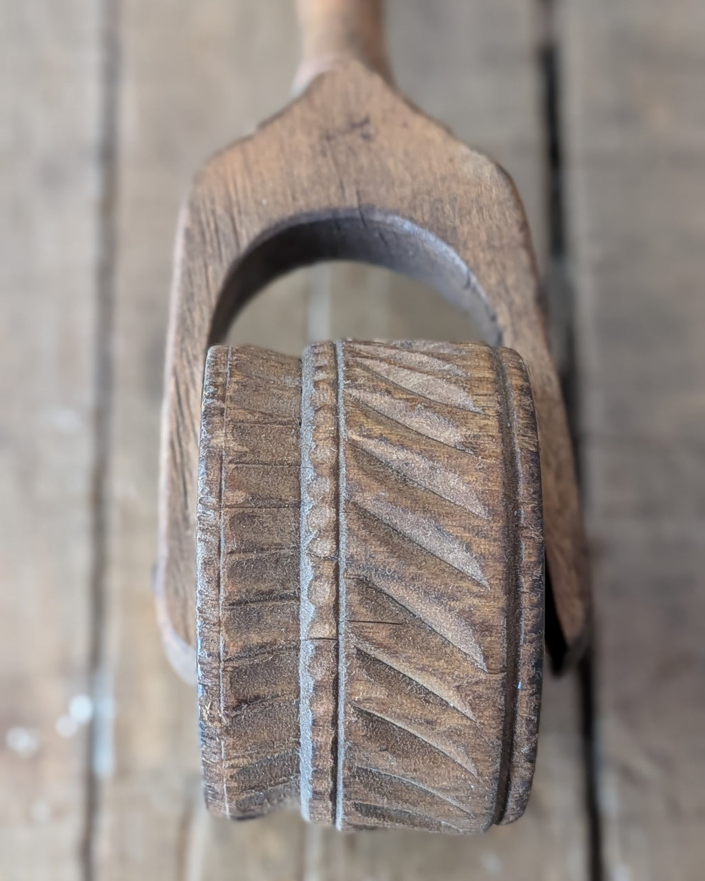 Hand-Carved Antique Wooden Treen Butter or Pastry/Cookie Roller