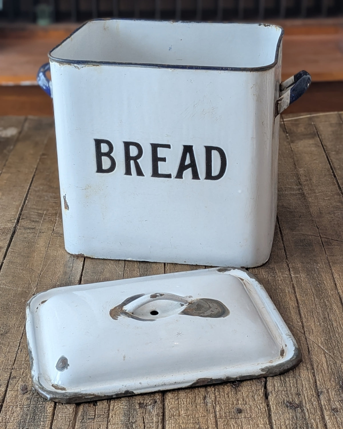 Vintage English Enamel Bread Bin