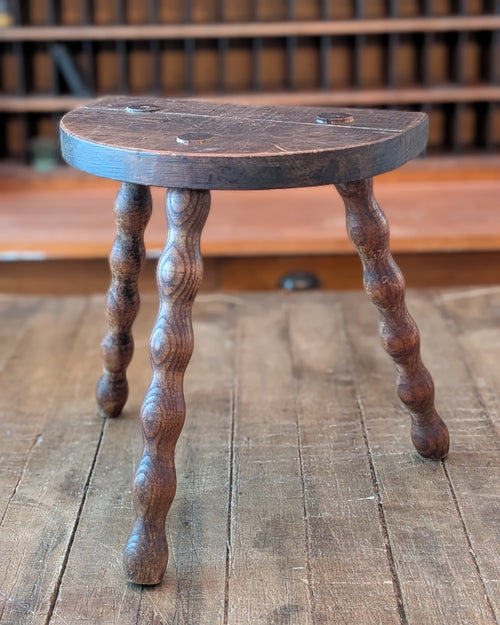 Antique Demi-Lune Bobbin Three Legged Stool