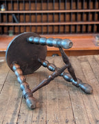 Antique Bobbin-Style Three-Legged Stool with T Stretcher