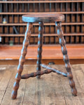 Antique Bobbin-Style Three-Legged Stool with T Stretcher
