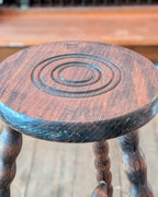 Antique Bobbin-Style Three-Legged Stool with T Stretcher