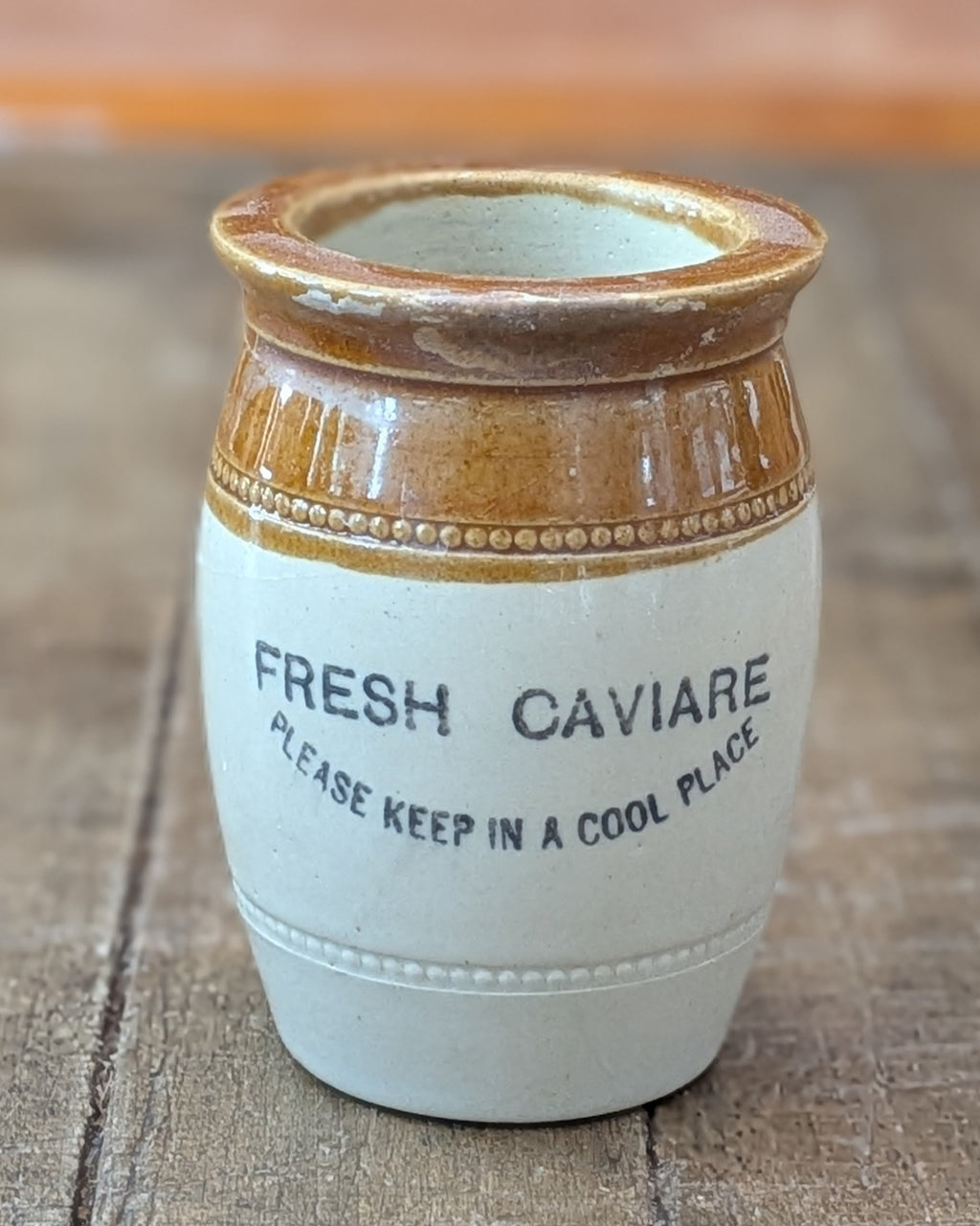 Victorian-Era Stoneware Fresh Caviare Pot, c1890-1910