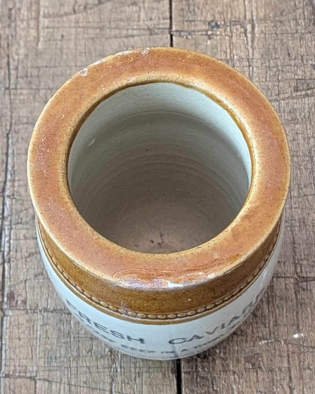 Victorian-Era Stoneware Fresh Caviare Pot, c1890-1910