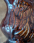 19th-Century "Treacle" or Rockingham-Glazed Hunt Scene Pitcher with Pewter Hinged Lid