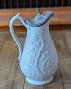 William Brownfield Parian Ware Jug with Pewter Hinged Lid, c1850-1871