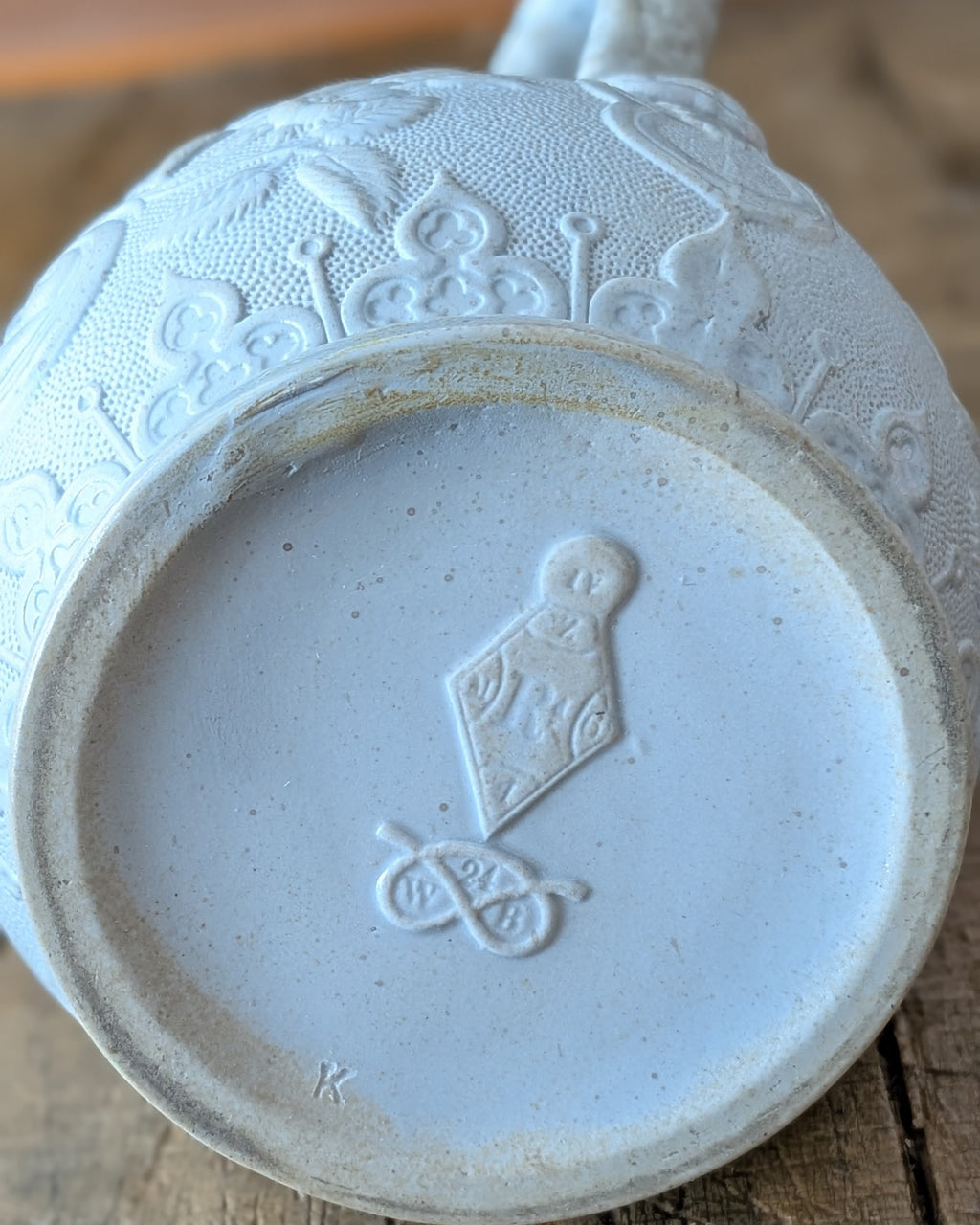 William Brownfield Parian Ware Jug with Pewter Hinged Lid, c1850-1871