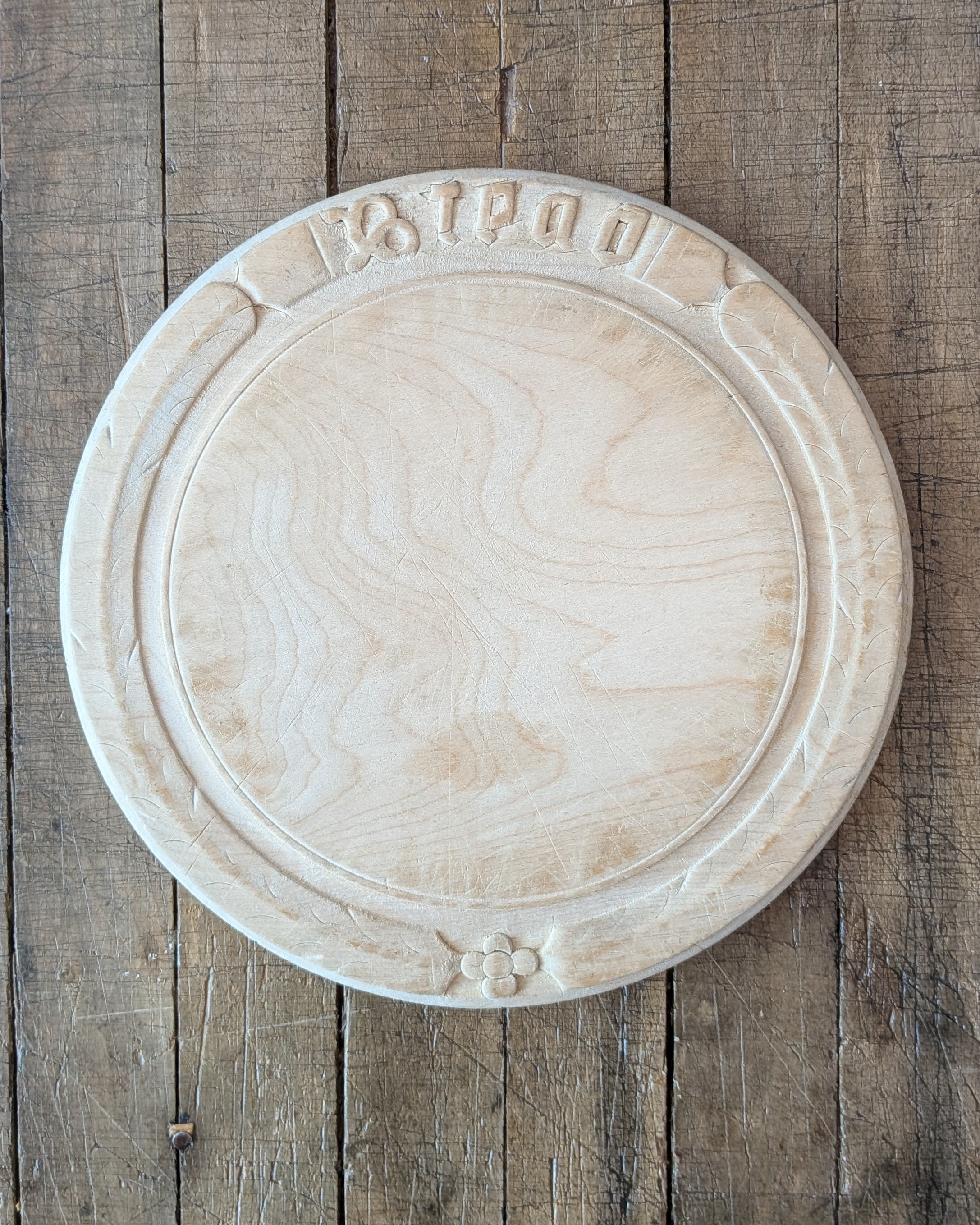 Antique Carved Wooden Breadboard "Bread"